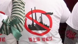 Protests in Shanghai against pollution [upl. by Dunning]