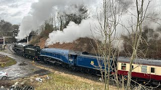 70000 “Britannia” and 60007 “Sir Nigel Gresley” arrive at Bury for the Legends of Steam Gala 14324 [upl. by Eraste]