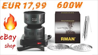 RMAN Elektrischer Kohleanzünder 600W Shisha Kohle Anzünder Kohlebrenner Schwarz [upl. by Ahsaek701]