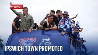 Ipswich Town fans enjoy longawaited opentop bus celebrations after Premier League promotion [upl. by Wait]