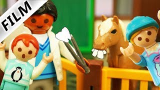 Playmobil Film deutsch PFERDEZAHNARZT Hannah amp Emma retten Pferd mit Zahnschmerzen auf dem Reiterhof [upl. by Arlie]