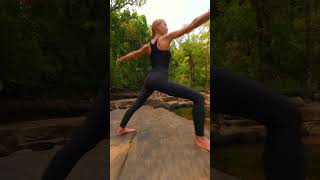 Dynamic FPV Shot Of A Woman Practicing Yoga In Warrior Pose In Nature uhd broll piano animation [upl. by Margette558]