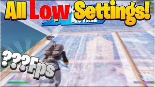 All Low Settings Fortnite Battle Royal Gamplay [upl. by Nairrad474]