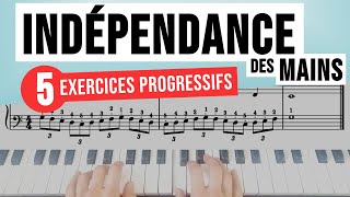 Indépendance des mains au piano 👐 5 exercices progressifs pour débuter [upl. by Hyrup]