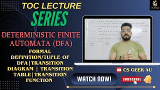 DFA Deterministic Finite AutomataFormal DefinitionTransition Diagram amp TableTransition Function [upl. by Airdnassac42]