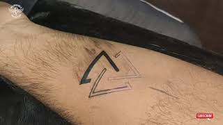 Three Triangle Tattoo  Viking Valknut Odin Symbol  Meaningful Tattoo  Time Lapse [upl. by Corbett]