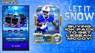 Madden Mobile 24 Buying 10K MC Pack to Get ICONIC LESEAN MCCOY Let It Snow Promo [upl. by Else995]