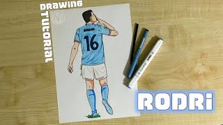 How to draw RODRI Man City  Ballon dOr winner  Manchester City  Rodrigo Hernández [upl. by Cirdet]