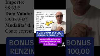 29 LUGLIO ANCORA INPS PAGA IL BONUS IRPEF EX BONUS RENZI youtube letstalk youtubeshorts [upl. by Oryaj]