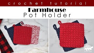 Crochet Farmhouse Pot Holder Tutorial  Quick and Easy Beginner Crochet Pattern [upl. by Ardnos]