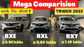 triber 2023 base model rxe vs rxl vs rxt … 🔥 mega comparision [upl. by Ahtinak]