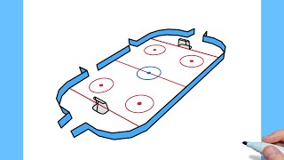 How to draw HOCKEY COURT easy  drawing hockey ground step by step  draw hockey rink [upl. by Esinal]