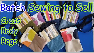 How I batch sew crossbody bags to sell using sample swatch fabric saved from going to landfill [upl. by Ayikaz]