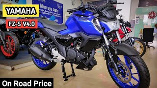 YAMAHA FZS V40 Racing Blue l 2024 New Update Mileage Features Top Speed On Road Price Review [upl. by Solohcin]