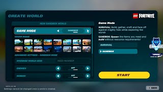 How to EASILY Create and play in a Sandbox World in LEGO Fortnite [upl. by Bealle]