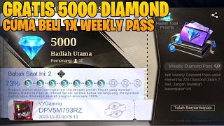 GRATIS 5000 DIAMOND CUMA MODAL BELI 1X WEEKLY DIAMOND PASS  MOBILE LEGENDS [upl. by Pegma375]