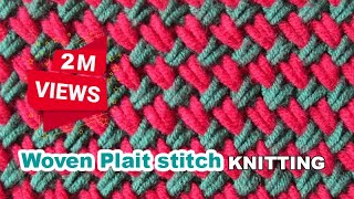 HowToKnit Two color Woven Plait stitch [upl. by Iblok192]