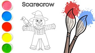 Scarecrow Drawing and Coloring  Easy Drawing and Coloring for Kids [upl. by Abshier916]