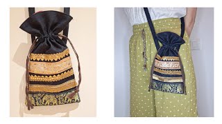 Easy sewing DIY from old jeans  Mobile sling bag  drawstring crossbody bag [upl. by Ennaeed935]