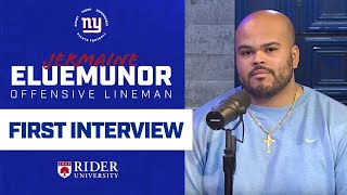 First Interview Jermaine Eluemunor talks Giants homecoming  New York Giants [upl. by Enitsyrk]