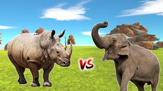 Elephant vs Rhinoceros Fight  Who is Strongest  Animal Revolt Battle Simulator [upl. by Iznyl32]