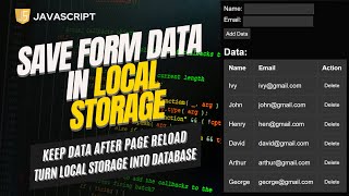 Save Form Data In Local Storage  Keep Form Data After Page Reload  Reload Page Without Losing Data [upl. by Champ]