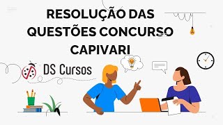 RESOLUÇÃO QUESTÕES CONCURSO CAPIVARI [upl. by Lodhia]