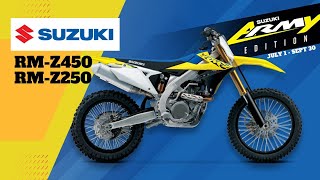 2023 Suzuki RMZ450  RMZ250 amp Army Edition Prices Colors Specs Features [upl. by Efal]