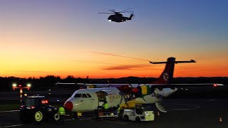 RNoAF AW101 quotSAR Queenquot  Sunset low pass at Stord airport october 2020 [upl. by Ida855]