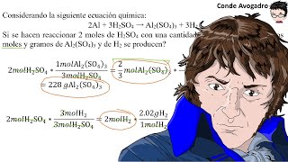 𝐄𝐒𝐓𝐄𝐐𝐔𝐈𝐎𝐌𝐄𝐓𝐑Í𝐀  cuantos 𝐦𝐨𝐥𝐞𝐬 y 𝐠𝐫𝐚𝐦𝐨𝐬 de Al2SO43 y H2 se producen con 2 mol H2SO4 [upl. by Burkitt423]