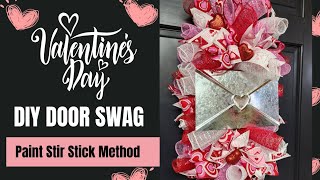 NEW EASY DIY VALENTINE DOOR SWAG OR CENTERPIECE USING THE 5 GALLON STIR STICK DECO MESH METHOD [upl. by Rena826]