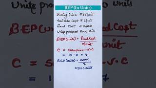 Calculation of BEP  BEP in units  BEP ratio formula [upl. by Alleunam454]