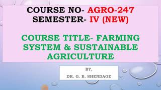 Lect No 3 Classification of Farming System [upl. by Lilhak]