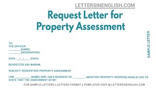 Request Letter For Property Assessment  Sample Property Assessment Request Letter [upl. by Detta]