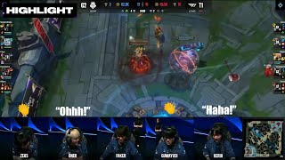 T1s reaction to Fakers backdoor  G2 vs T1  MSI 2024 [upl. by Dinse]