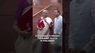 India Finance Minister Sitharaman Arrives At Parliament With Budget 202425 [upl. by Eugor]