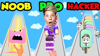 Can We Go NOOB vs PRO vs HACKER in Popsicle Stack ALL LEVELS Prezley [upl. by Tsirhc]