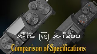 Fujifilm XT5 vs Fujifilm XT200 A Comparison of Specifications [upl. by Nollahp]