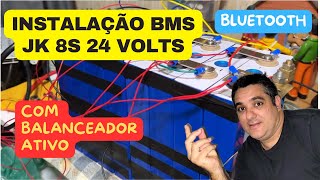 Ligação dos Fio da BMS JK B1A8S10P para Bateria Lifepo4 Litokala 105 Amperes 8s 24 Volts Bluetooth [upl. by Skiest688]