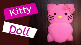 sponge doll  easy kitty doll making  Kerala mix cafe [upl. by Esinehs62]