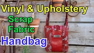 How to sew a two toned scrap fabric vinyl upholstery bag with a welt pocket and front flap closure [upl. by Asiak]