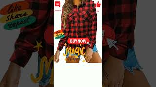 Flannel Shirt TopsCamisa estilo escocesa Epic sale shirts woman girl style fashion blusas [upl. by Neille]