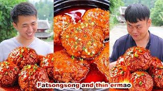 Even the spicy beef rolls couldnt make Ermao feel spicy🔥  songsong and ermao  mukbang [upl. by Nirred]