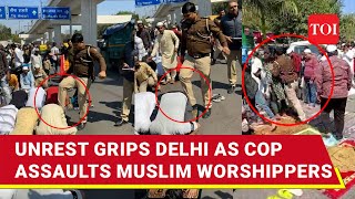 Viral Video Of Muslim Worshippers Kicked And Slapped While Offering Namaz By Delhi Cop Sparks Fury [upl. by Adnhoj997]