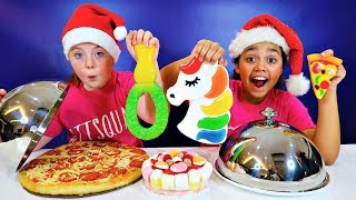 REAL FOOD VS GUMMY FOOD CHALLENGE Christmas Edition [upl. by Hulda]