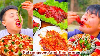 mukbang  Braised pork sausage  Chicken and goose  Big crab  Big lobster  songsong and ermao [upl. by Lehteb]