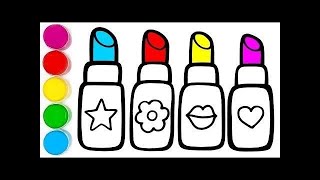 Lipstick drawing paintingcolouring  easy acrylic painting for kids  Art and Learn [upl. by Ynot27]