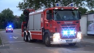 RW2Kran BF Ludwigshafen  ELW  TLF1625 FF Neustadt bei Großbrand in Ludwigshafen [upl. by Yelrahs]