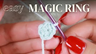 The easiest way to make a magic ring Magic Circle Crochet Tutorial [upl. by Naibaf]