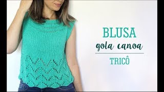 BLUSA GOLA CANOA COM PONTO CHEVRON  TRICÔ [upl. by Musihc214]